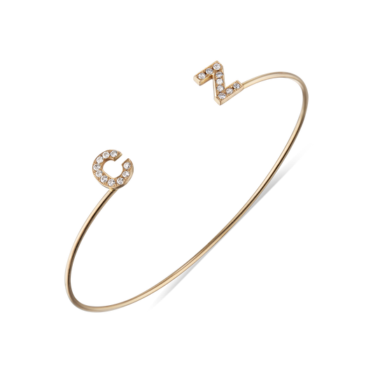 Two Letter Wire Bangle